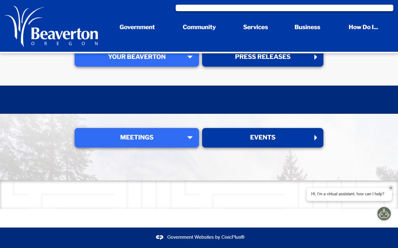 City of Beaverton police department website showing records management and public records request options
