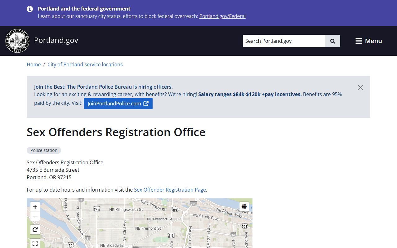 Portland Sex Offender Registration Office where sex offenders in Portland complete registration requirements