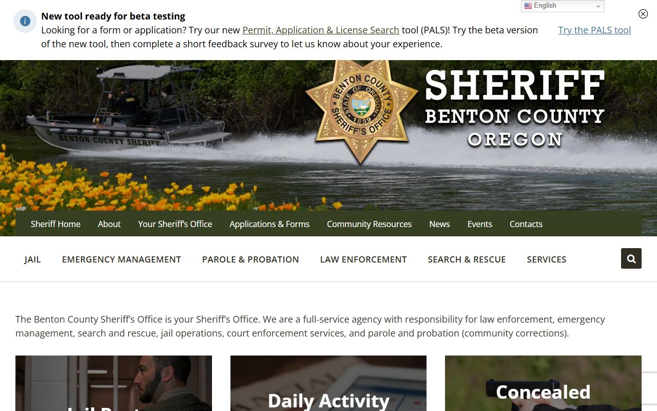 Benton County Sheriff's Office website for sex offender registry