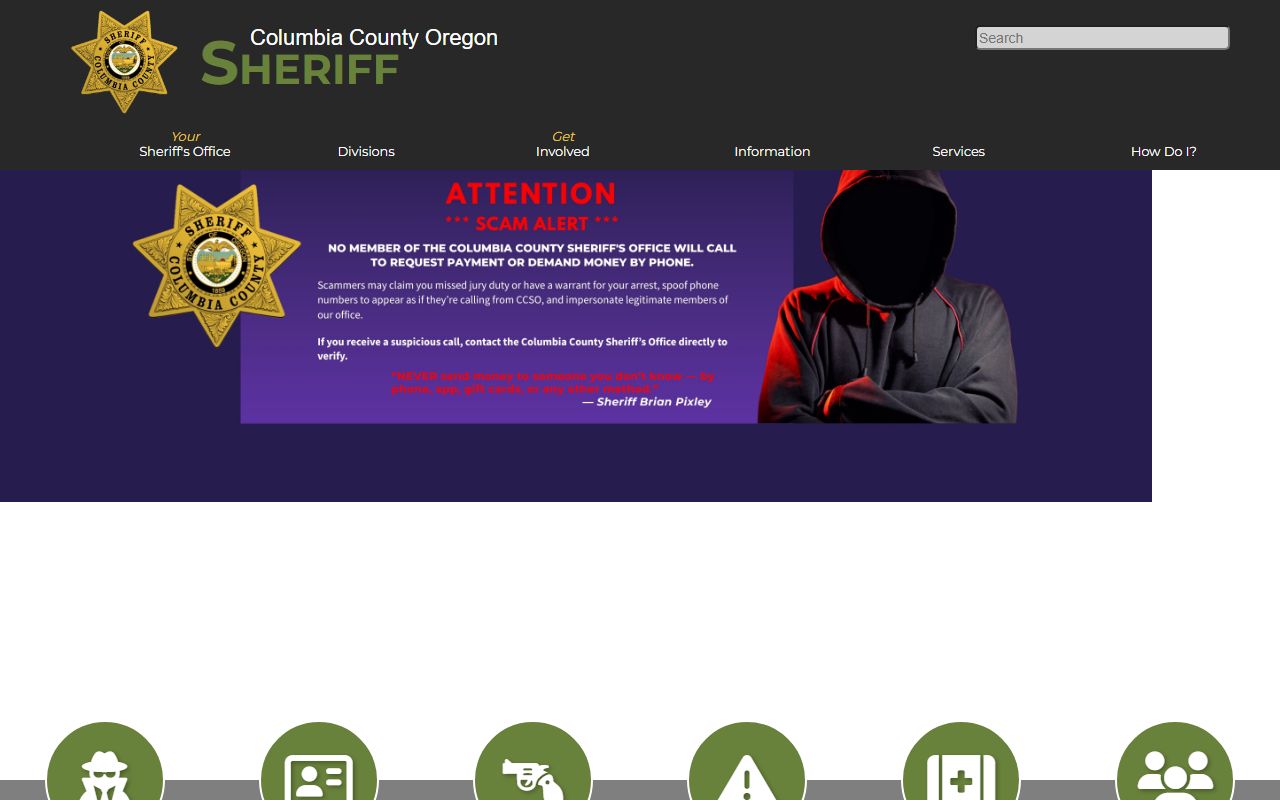 Columbia County Sheriff's Office website for Columbia County sex offender registry lookups
