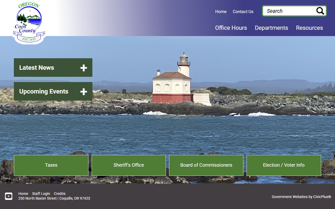 Coos County Sheriff's Office website for sex offender registry information