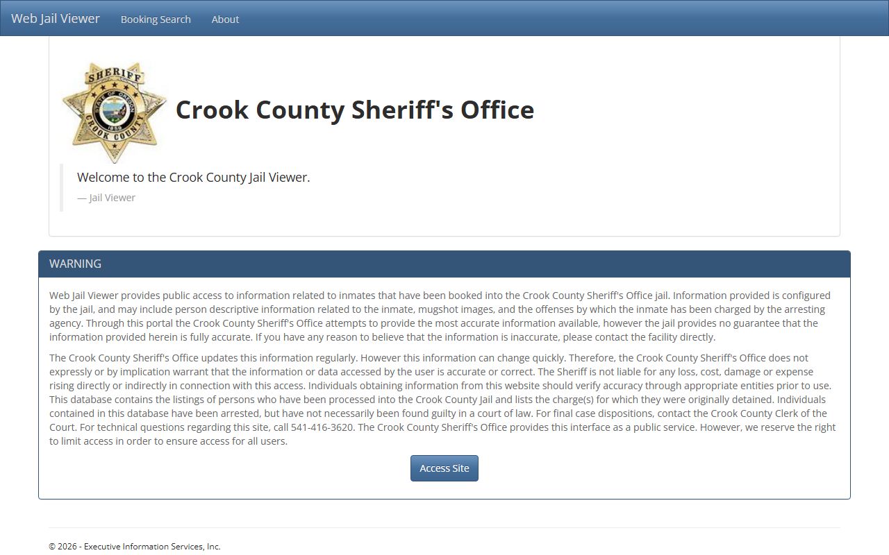 Crook County Jail Inmate Viewer for looking up sex offenders in Crook County