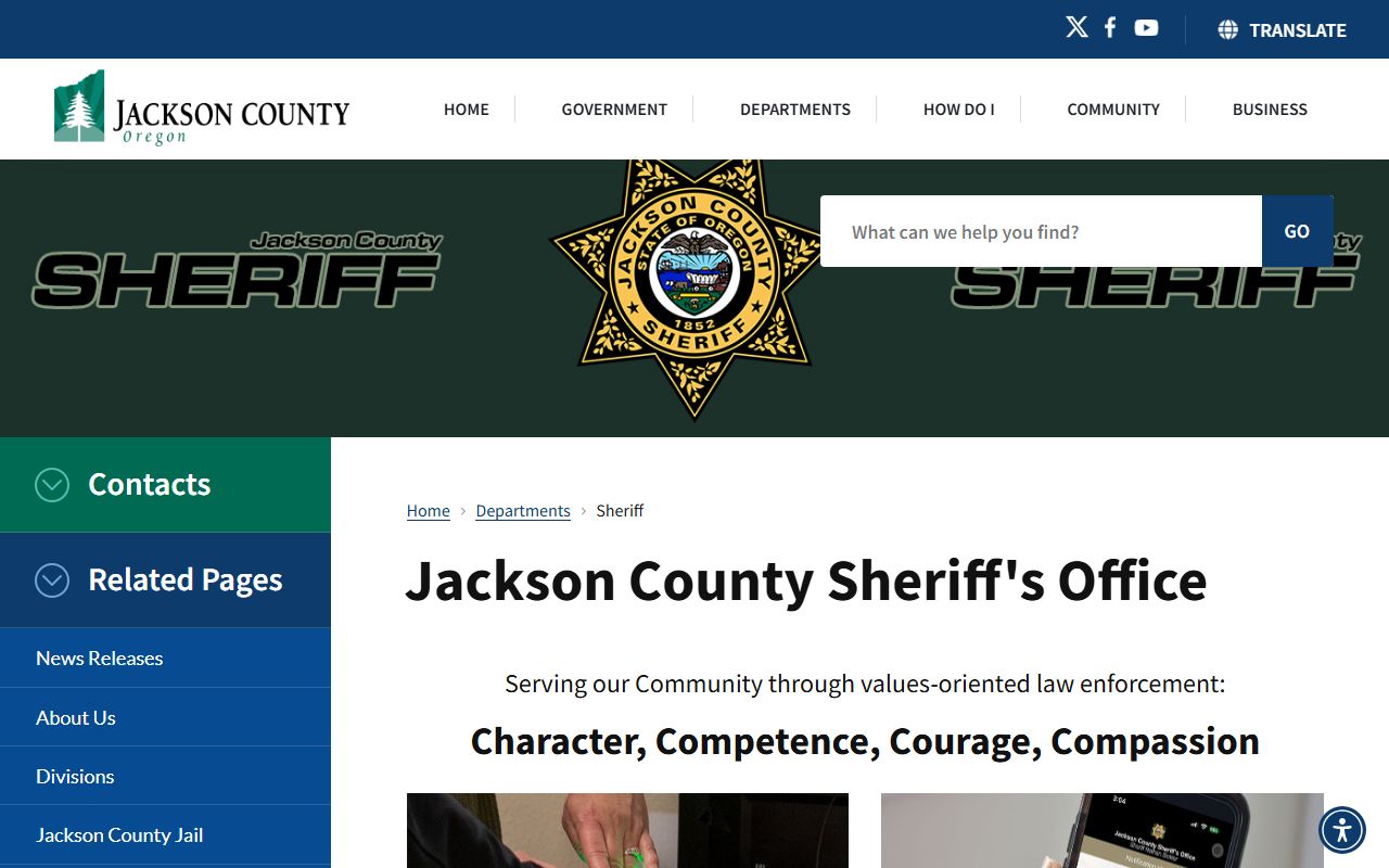 Jackson County Sheriff's Office information page for sex offender resources