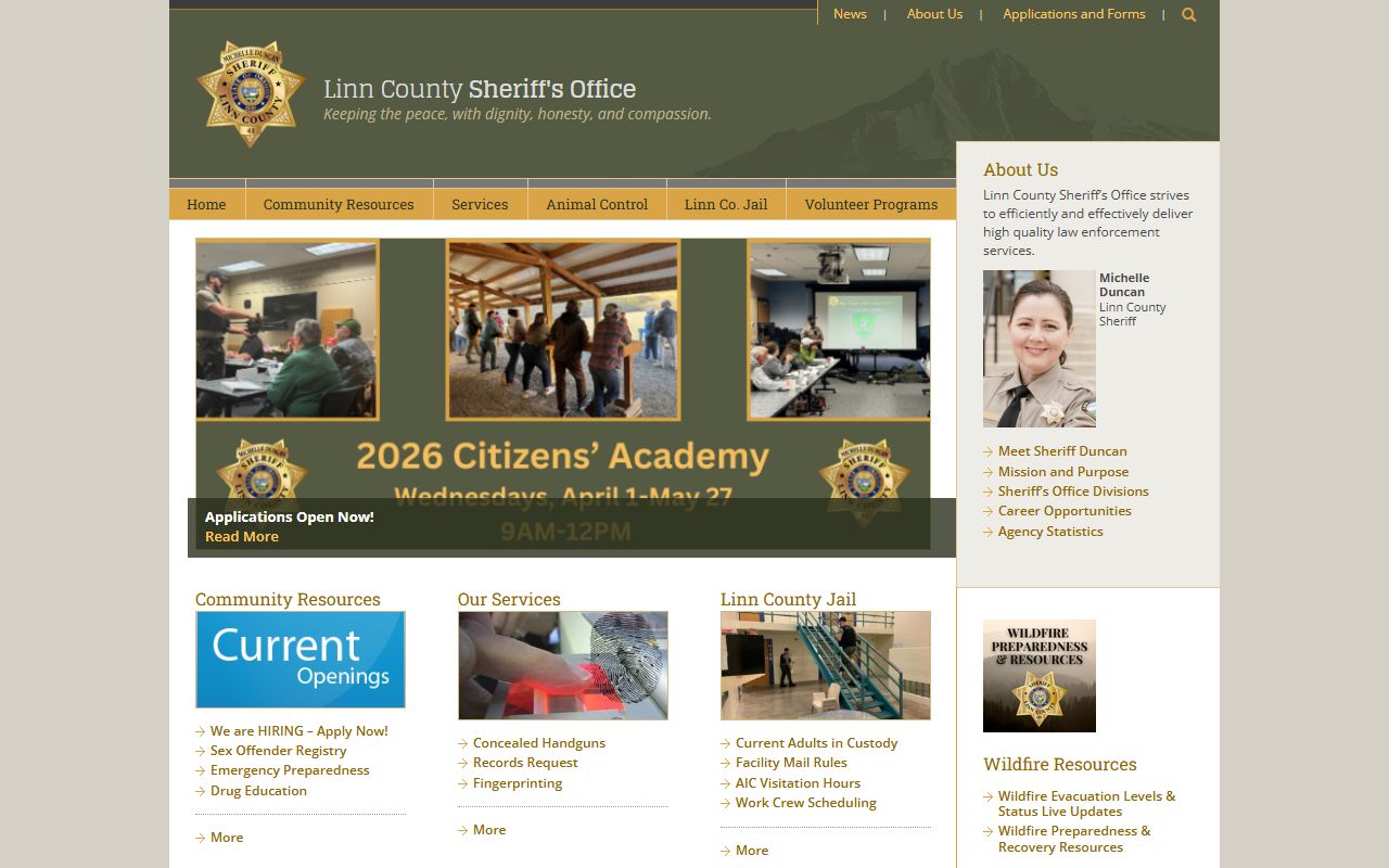 Linn County Sheriff's Office information page for sex offender resources