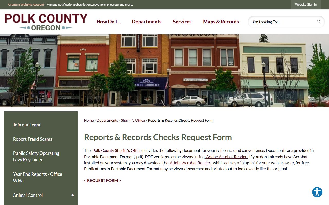 Polk County Sheriff's Office records request page for sex offender registry