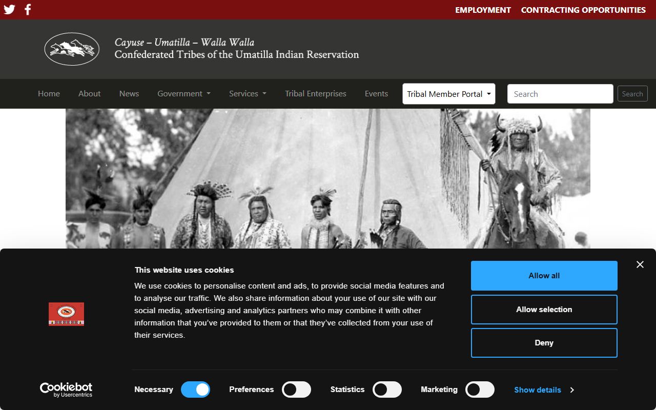 Confederated Tribes of the Umatilla Indian Reservation website for tribal sex offender registry access