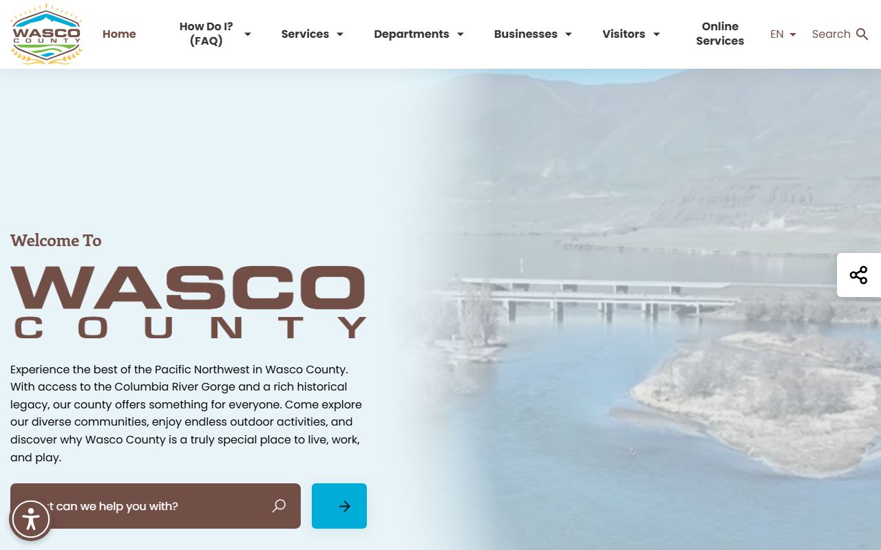 Wasco County government website with department contacts and public records access
